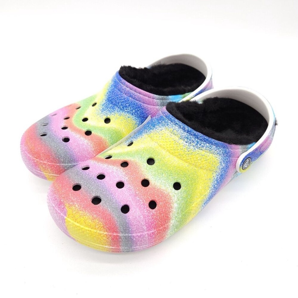 Crocs Fur Lined Spray Dye Slip On Shoes Multicolor Women’s 11‎